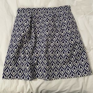 J. Crew Blue and White Ikat Skirt